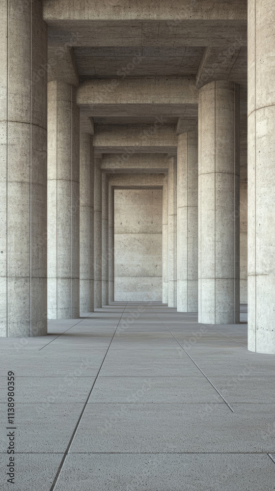 Fototapeta premium Concrete pillars create modern architectural space
