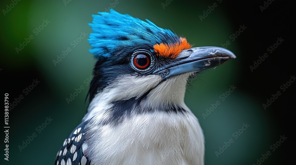 Fototapeta premium a black and white bird with blue head