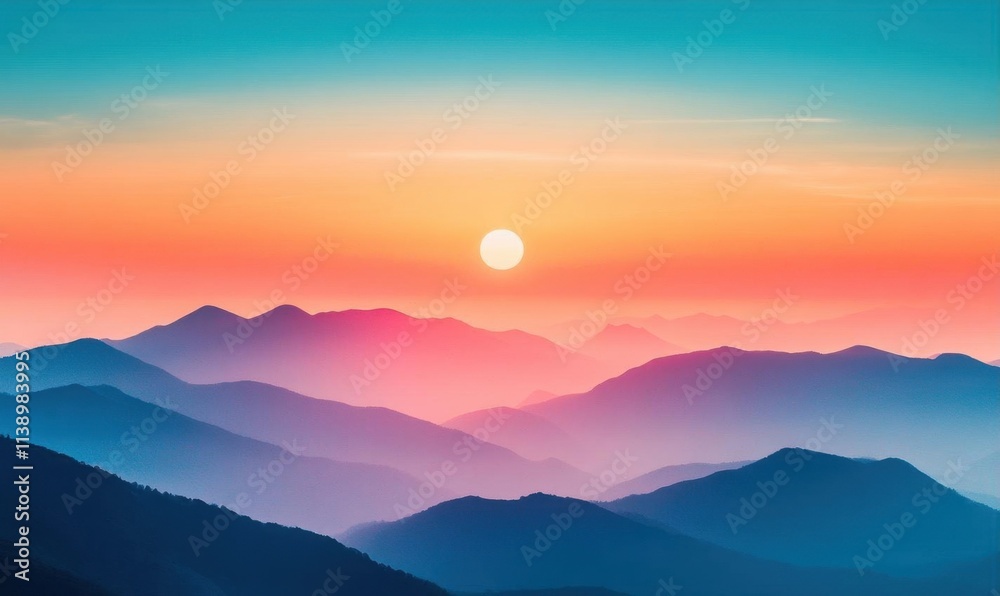 A serene sunset over layered mountains, showcasing nature's beauty.