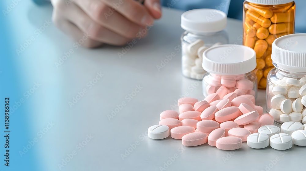 Pharmaceutical pills on table pharmacy product photography indoor close-up health awareness Pharmaceutical pills on table pharmacy product photography indoor close-up health awareness