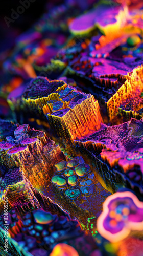 Mandelbox 3D Fractal: Neon Slices, Vibrant Colors, Hyperrealistic photo