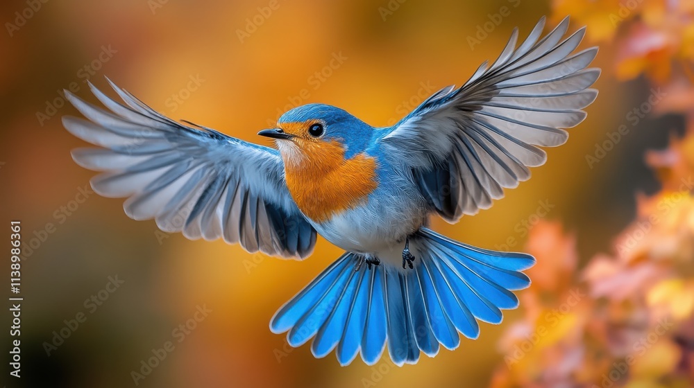 Fototapeta premium a blue bird flying with its wings spread