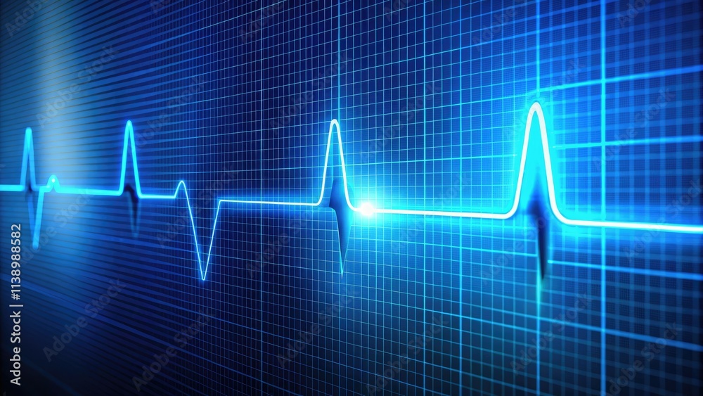 Accurate heart rate monitoring with EKG analysis. Blue heartbeat graph provides clear medical data for analysis. Accurate heart rate monitoring with EKG analysis. Blue heartbeat graph provides clear medical data for analysis.