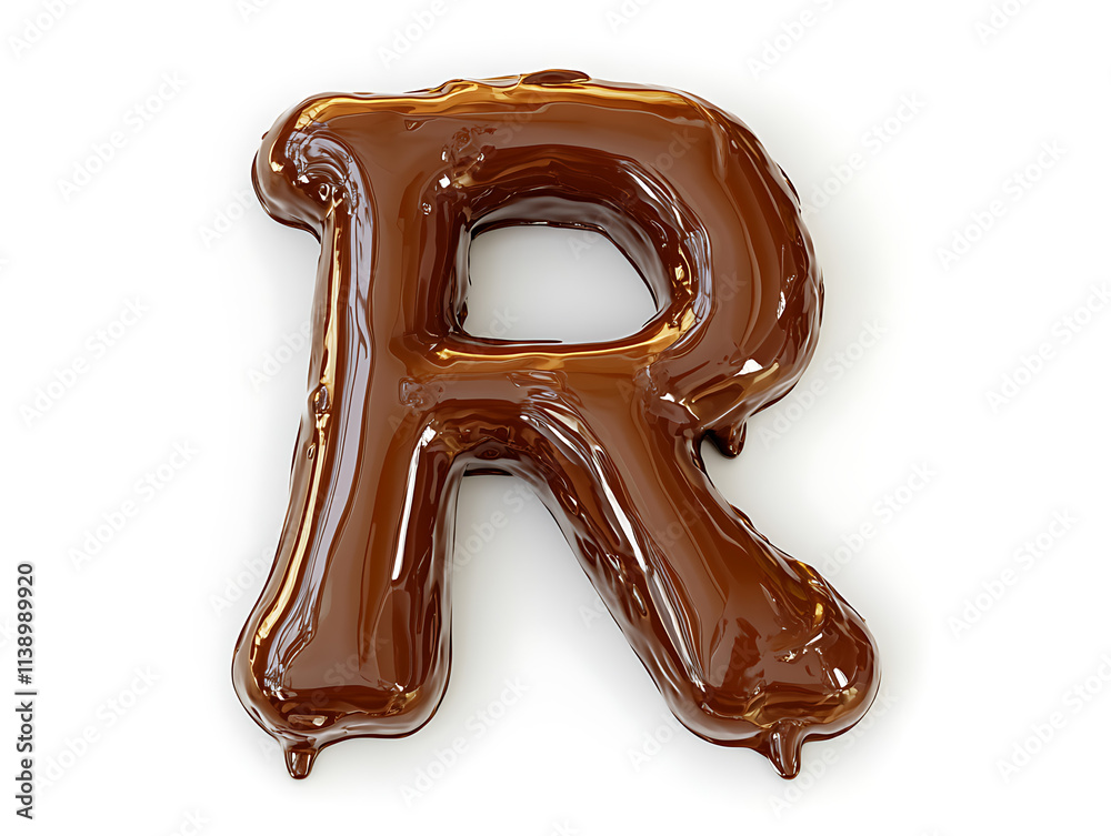Deliciously Dripping Chocolate Letter R on a Clean White Background