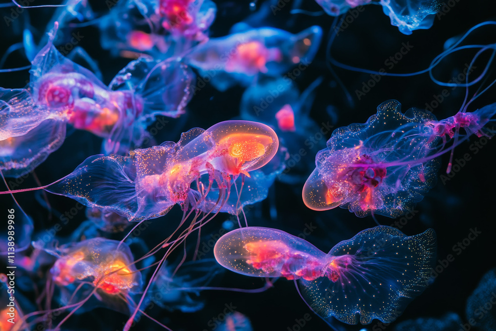 Bioluminescent Jellyfish Abstract: Underwater Fantasy Bioluminescent Jellyfish Abstract: Underwater Fantasy