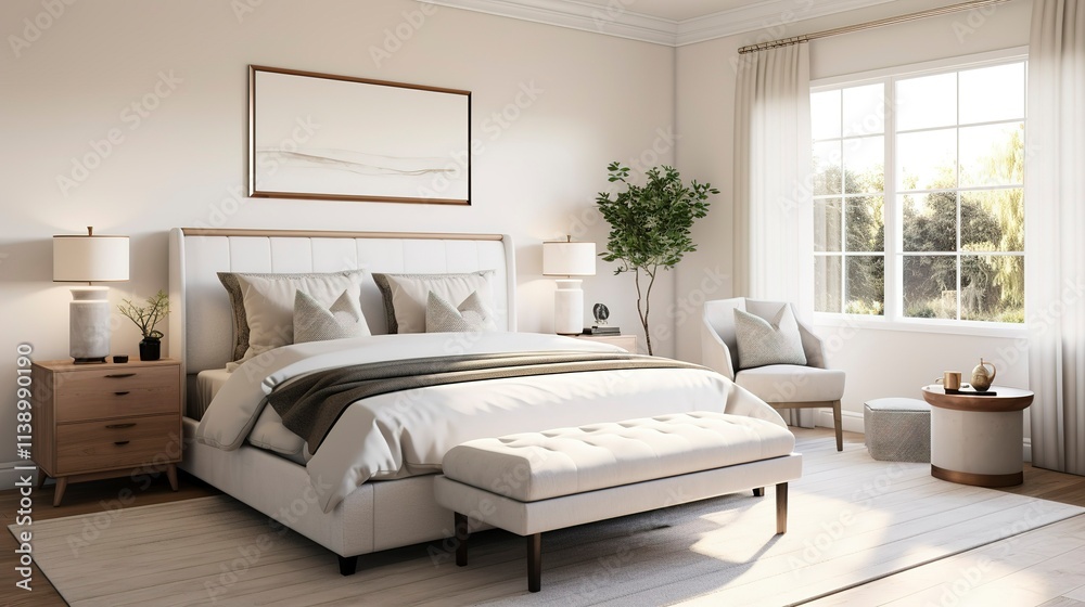 Serene Master Bedroom with White Bed Frame Serene Master Bedroom with White Bed Frame