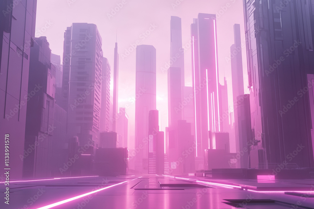 Neon Cityscape: Futuristic Architecture, Pink Glow, Cinematic Lighting, Text Space Neon Cityscape: Futuristic Architecture, Pink Glow, Cinematic Lighting, Text Space