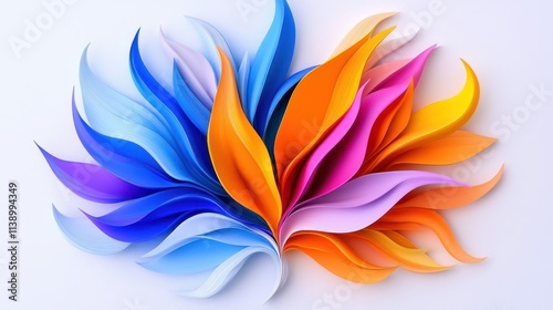 Colorful abstract design with layered paper-like shapes.