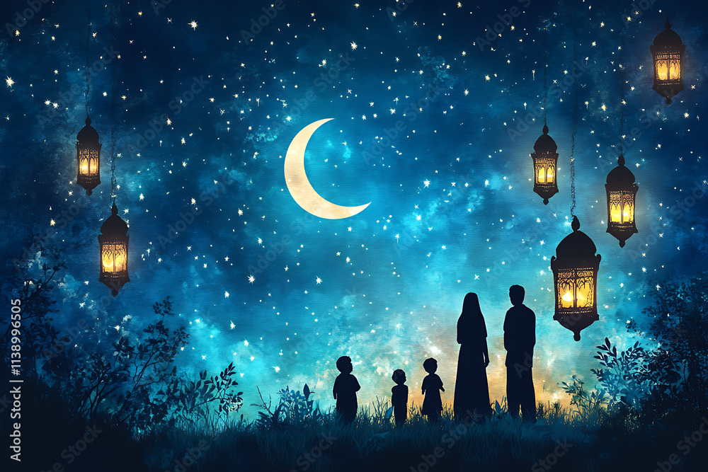Family under the Crescent Moon A Magical Night of Celebration and Togetherness Family under the Crescent Moon A Magical Night of Celebration and Togetherness