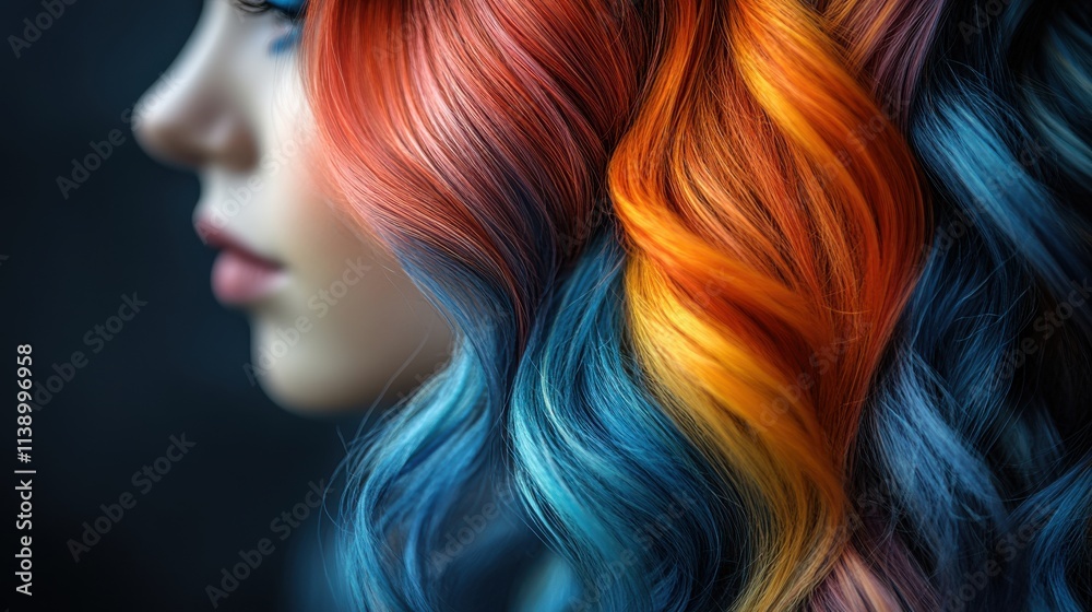 Naklejka premium a colorful hair on a mannequin