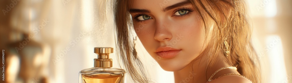 A sophisticated woman with an air of chic elegance is captured in this close-up, misting herself with perfume The focus on the woman and spray highlights the beauty and allure The soft light enhances A sophisticated woman with an air of chic elegance is captured in this close-up, misting herself with perfume The focus on the woman and spray highlights the beauty and allure The soft light enhances