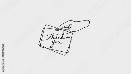 Simple Line Art of Thank You Gesture with Copy-Space