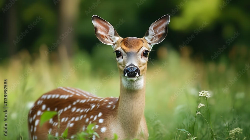 Fawn in a forest. Wildlife, nature, and animal.