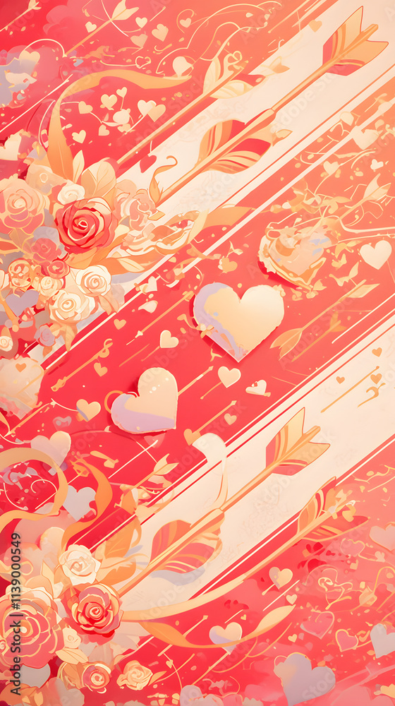Obraz premium Pastel Cupid Arrows with Floral Border Design
