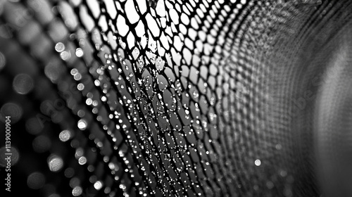 Water Droplets on Fog Collector Mesh: Macro Photography