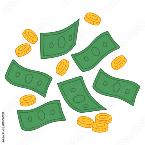 Bills and Coins money business illustration