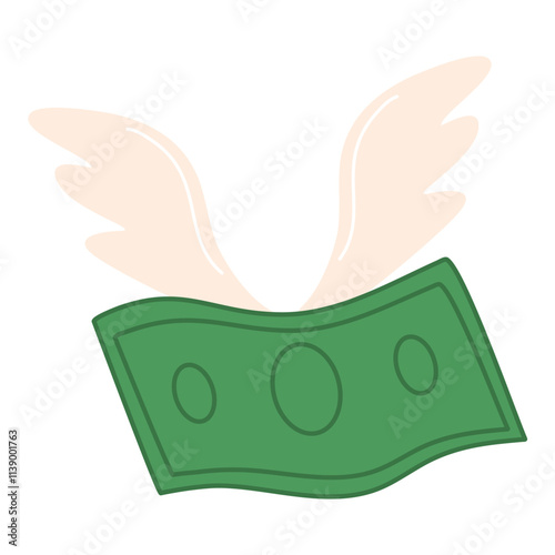 Money with Wings Illustration of Flying