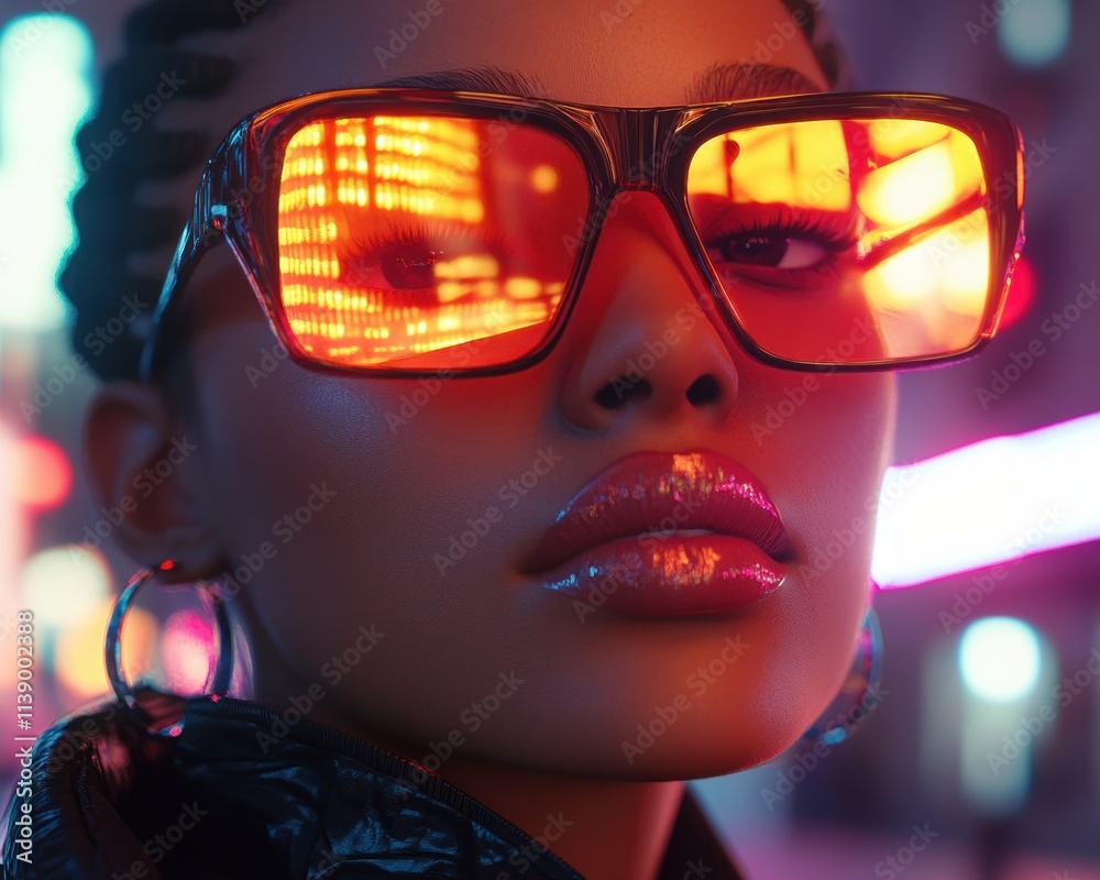 Experience bold fashion with geometric patterns and bright colors, capturing the energy and joy of urban life This vibrant image showcases a person with mirrored sunglasses, reflective of the city Experience bold fashion with geometric patterns and bright colors, capturing the energy and joy of urban life This vibrant image showcases a person with mirrored sunglasses, reflective of the city