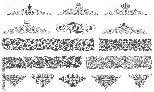 Classic floral border icon collection