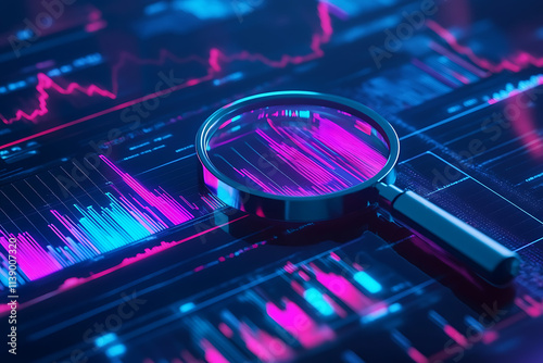 Wallpaper Mural Financial Data Analysis Magnifying Glass on Digital Charts Exploring Market Trends Torontodigital.ca