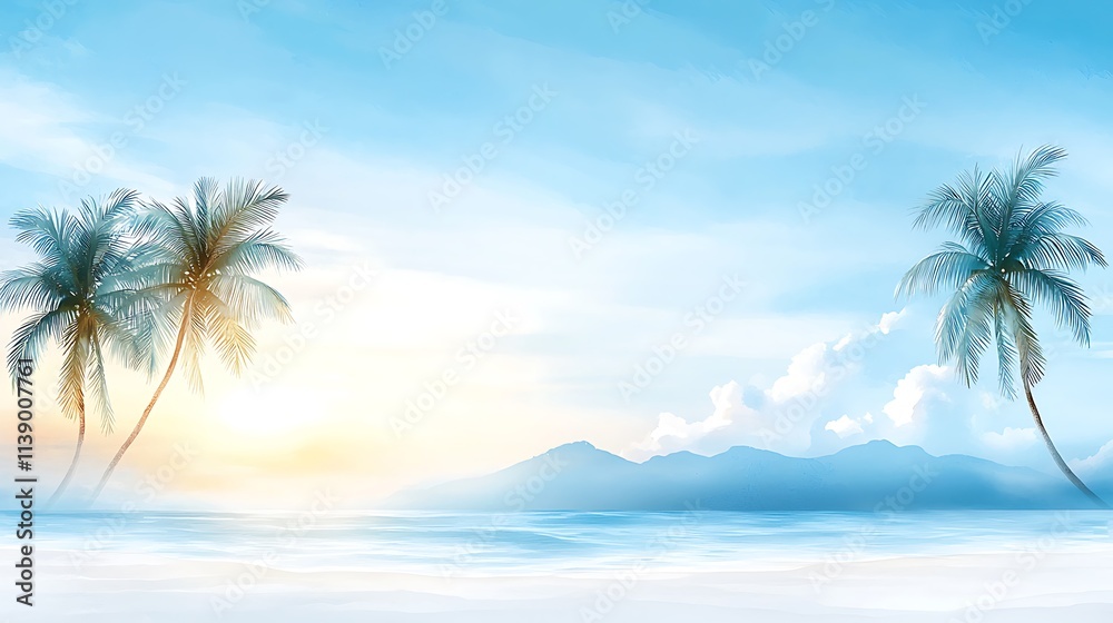 Tropical sunrise over calm ocean a peaceful beach landscape in nature photography Tropical sunrise over calm ocean a peaceful beach landscape in nature photography