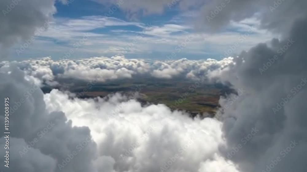 Through the Clouds in 3D Ground Coming Into Sight Through the Clouds in 3D Ground Coming Into Sight