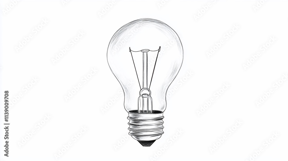 Sketch of a classic lightbulb on white background. Sketch of a classic lightbulb on white background.