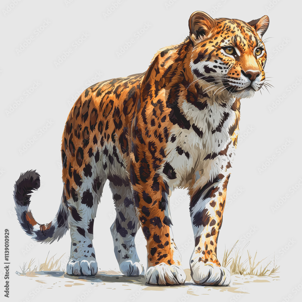 Fototapeta premium Big Cats in the Wild Drawing of a Tiger Capturing Majestic Beauty and Power of Nature in Vibrant Colors with Detailed Composition and Artistic Perspective Showcasing Wildlife Conservation Efforts