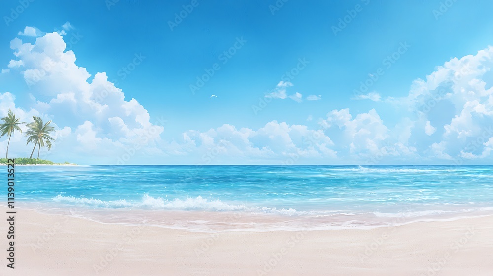 Serene tropical beach sunset a coastal paradise digital artwork for relaxation Serene tropical beach sunset a coastal paradise digital artwork for relaxation