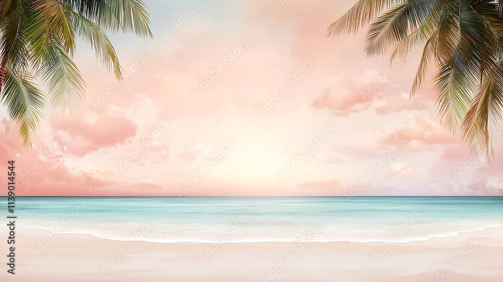 Obraz premium Calm ocean and scenic beach sunrise a serene tropical paradise for mindfulness