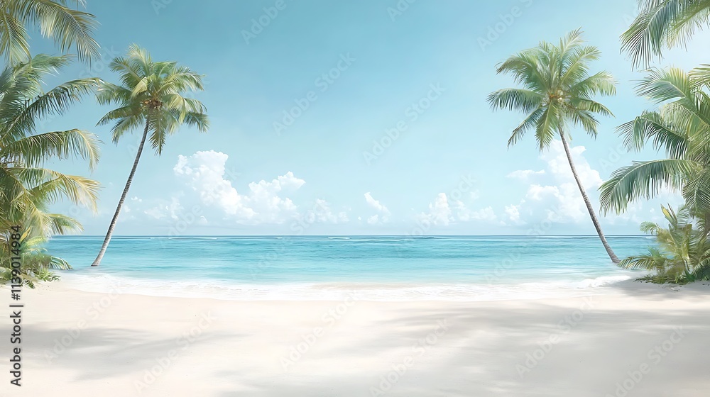 Tropical beach escape seaside paradise digital artwork calm waters serene view relaxing concept Tropical beach escape seaside paradise digital artwork calm waters serene view relaxing concept