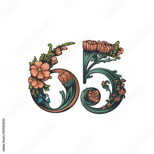 Ornate Floral Number Sixty Five Design photo