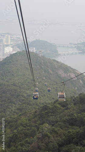 Teleferic Ride Through the Mountains 4K Scenic Video