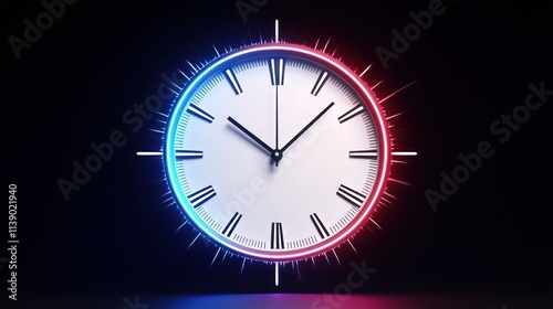 Wallpaper Mural A clock with vibrant blue and red accents, symbolizing time. Torontodigital.ca