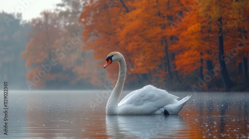 Fototapeta Naklejka Na Ścianę i Meble -  a white swan with a long neck