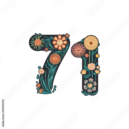 Floral Number Seventy One Design Illustrative Art photo