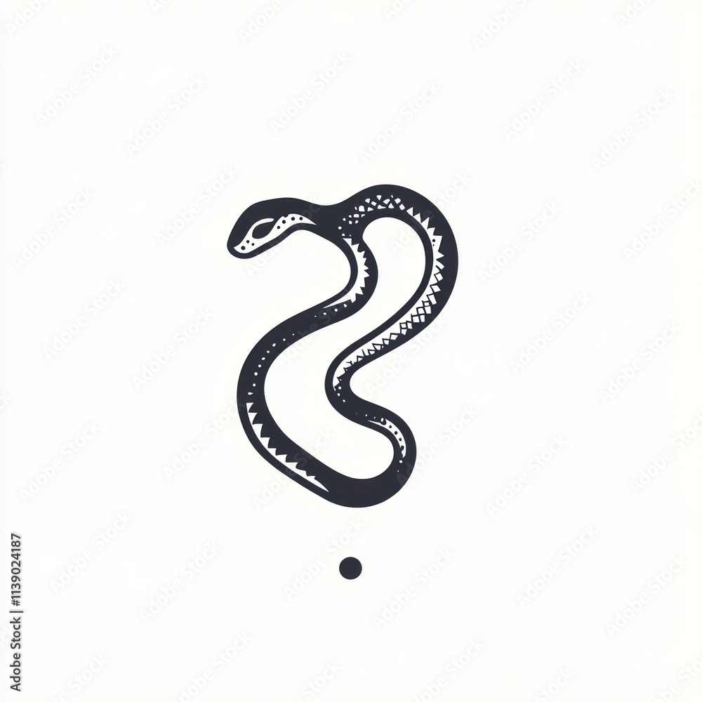 Fototapeta premium Minimalist black snake illustration.