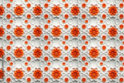 Beautifully Crafted Floral Background with Orange Flowers and White Textures for Creative Design