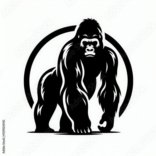 Gorilla vector illustration, Gorilla silhouette vector black and white photo