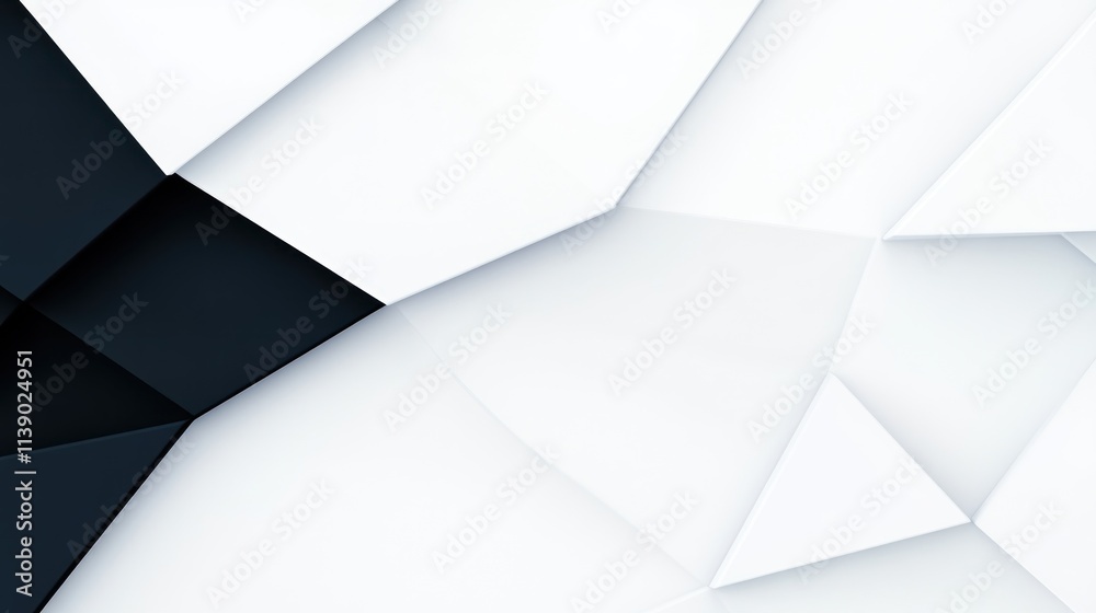 Obraz premium Abstract geometric design with contrasting black and white shapes.