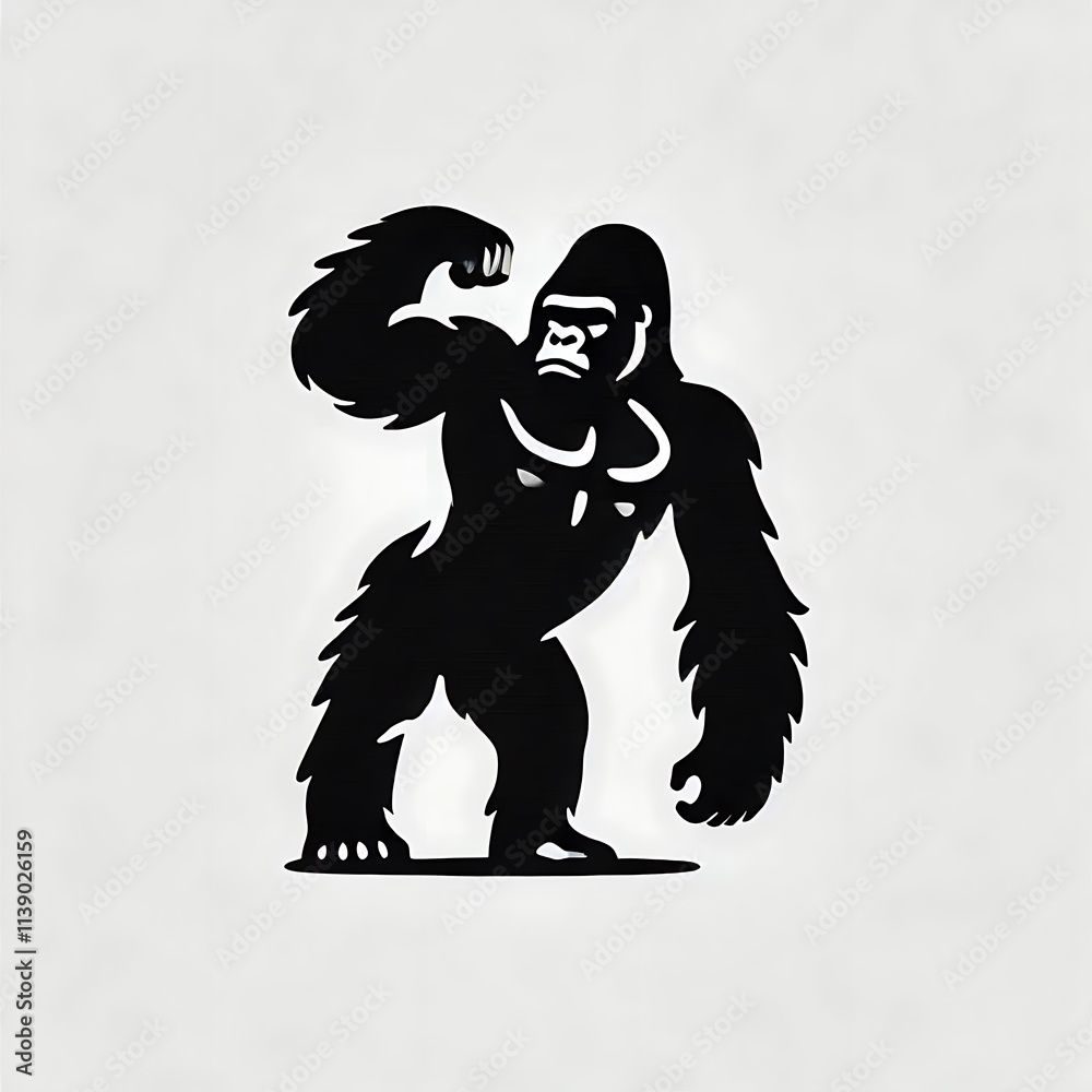 Fototapeta premium Gorilla vector illustration, Gorilla silhouette vector black and white