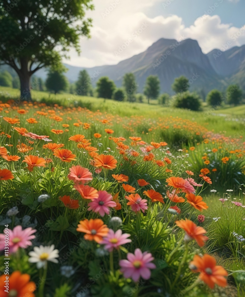 Blooming columnbine flowers in a lush green meadow, spring flowers, garden blooms Blooming columnbine flowers in a lush green meadow, spring flowers, garden blooms