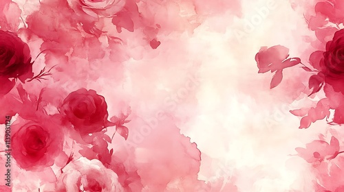 Dreamy abstract watercolor painting of roses and peonies, rich pink and soft white tones with translucent layers, on a faded cream canvas, hd quality, artistic and serene composition.