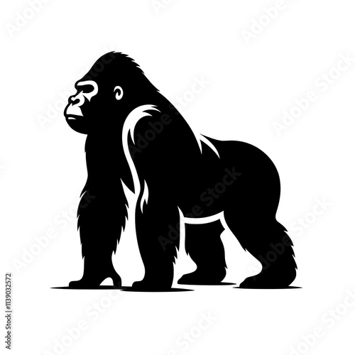 Gorilla vector illustration, Gorilla silhouette vector black and white photo