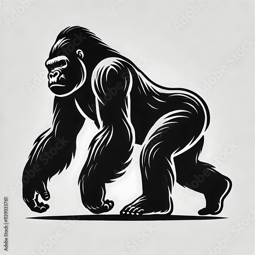 Gorilla vector illustration, Gorilla silhouette vector black and white photo