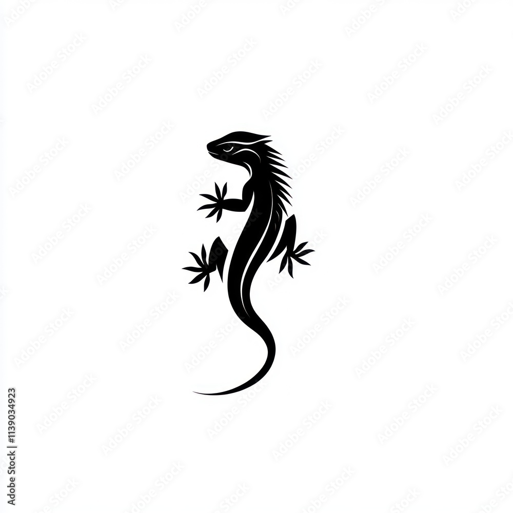 Obraz premium Black stylized lizard illustration.