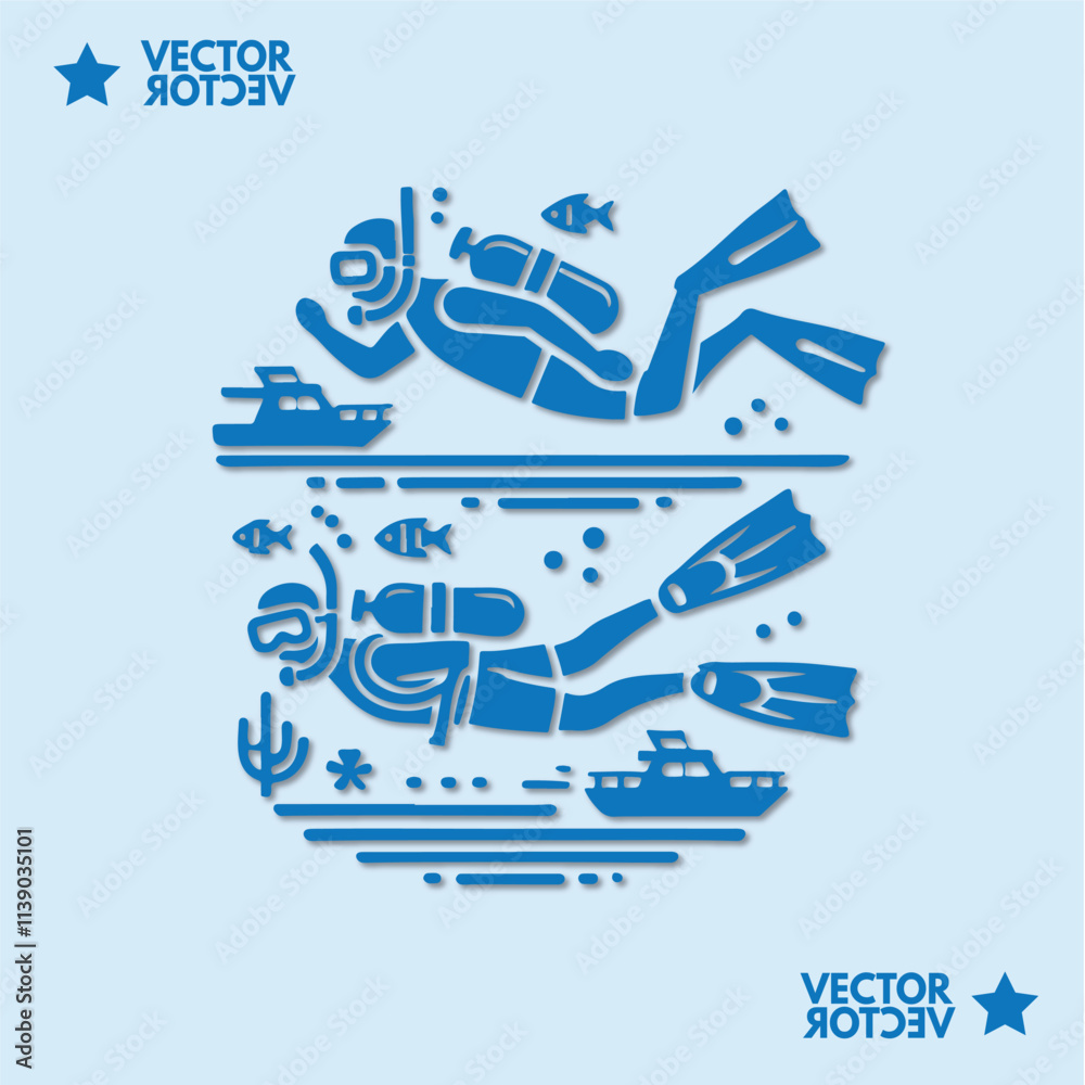 Obraz premium Holiday Diving activities logo vector