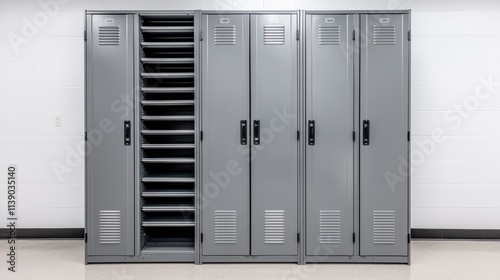 Steel Storage Lockers with Multiple Compartments and Shelves
