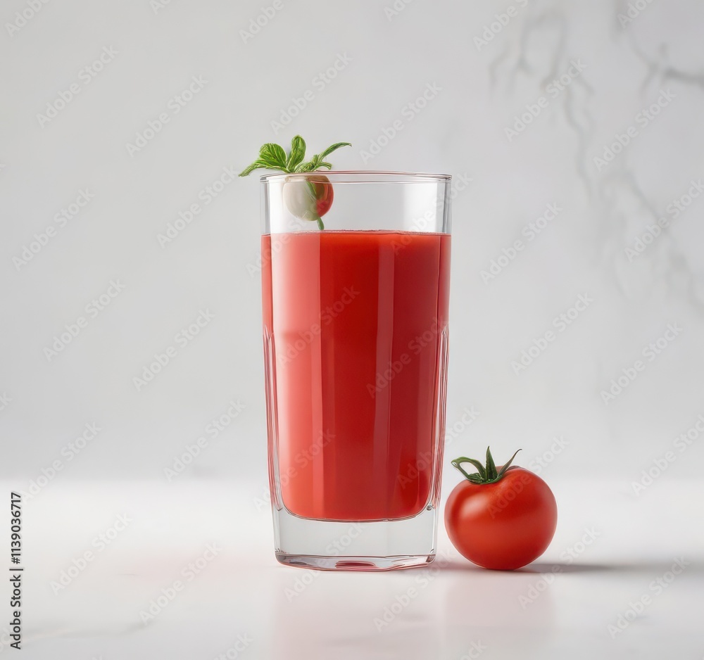 Classic glass of tomato juice, isolated white background , morning, background, red color Classic glass of tomato juice, isolated white background , morning, background, red color