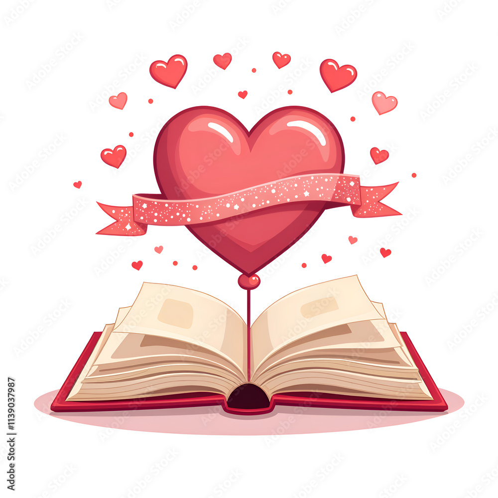 An illustrated book with a heart symbol and floating hearts a symbol of love and storytelling, digital art of symbolism concept. An illustrated book with a heart symbol and floating hearts a symbol of love and storytelling, digital art of symbolism concept.